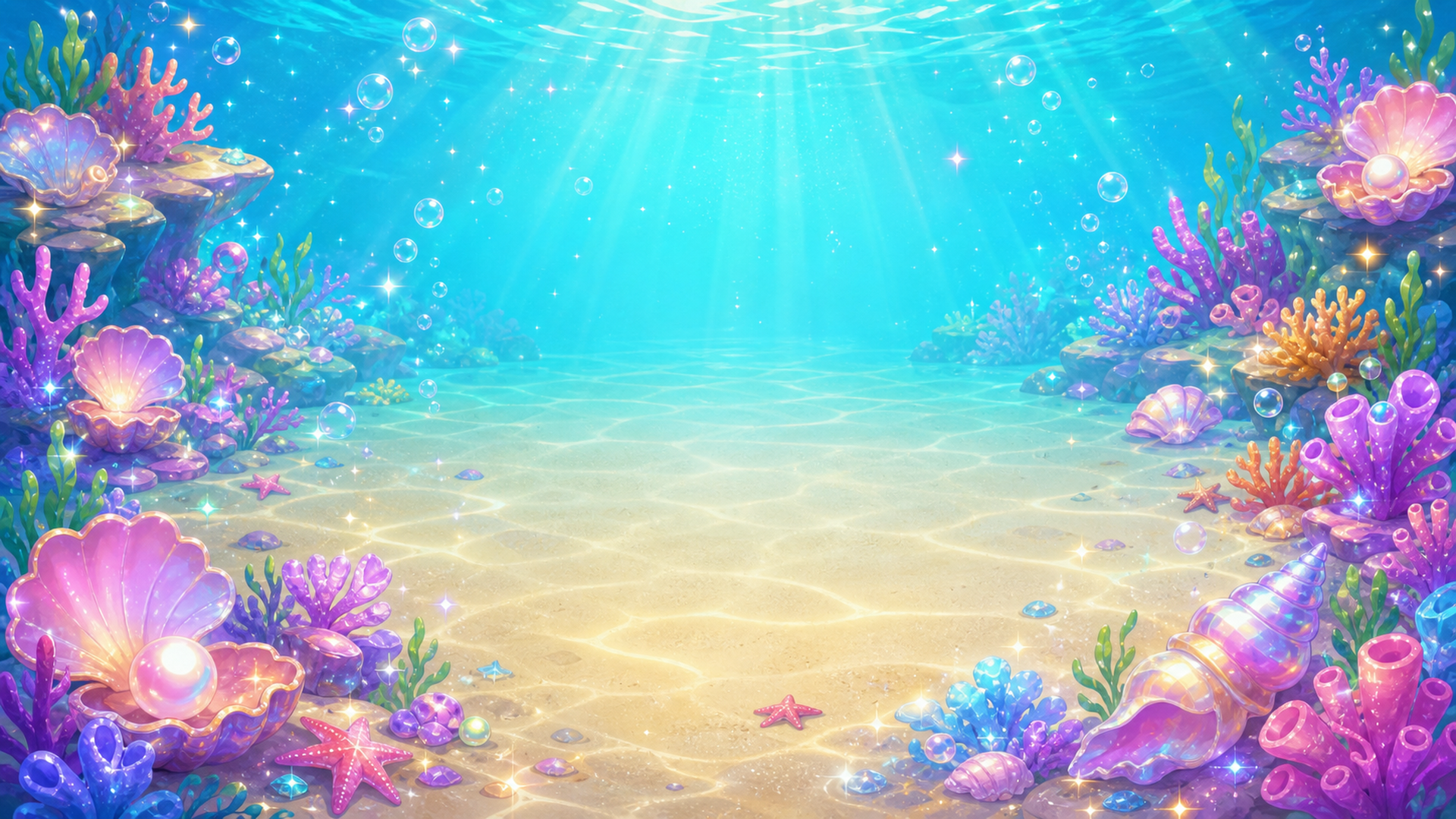A shimmering underwater world of coral, shells and tiny sea creatures